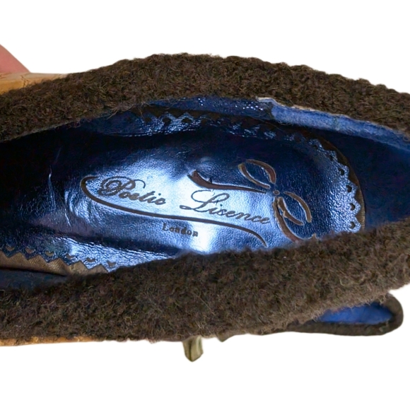 Poetic License Women's Size 8 Retro Style Mustard & Brown Lace Up Heels - Picture 3 of 6